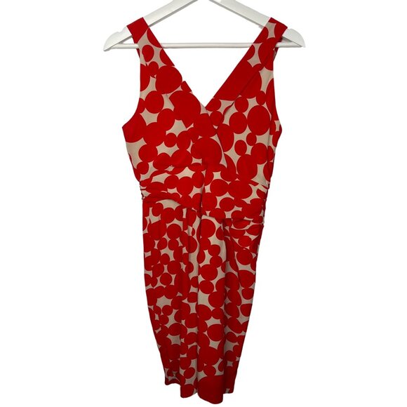 Yoana Baraschi Red Abstract Silk Sheath Dress Sleeveless Ruched Small - Picture 2 of 13
